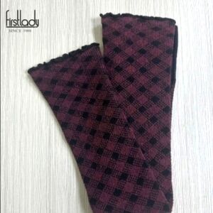 Black and Burgundy Checkered Arm Warmers